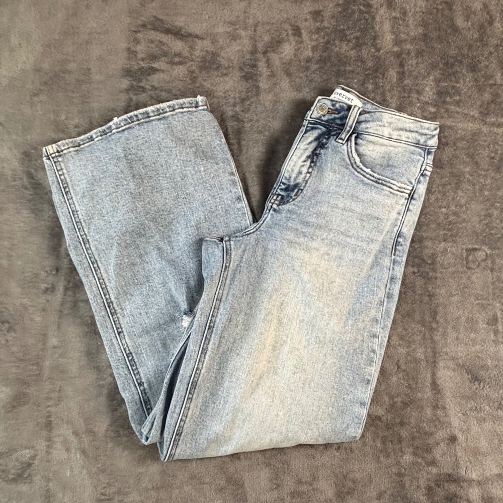 Lovervet by Vervet High Rise Wide Leg Distressed Light Wash Jeans Size 25